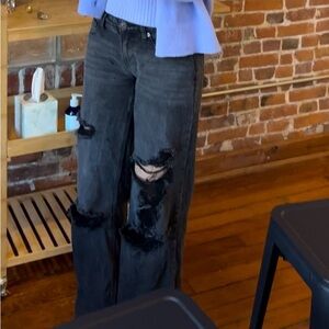 Distressed Black Women's Jeans